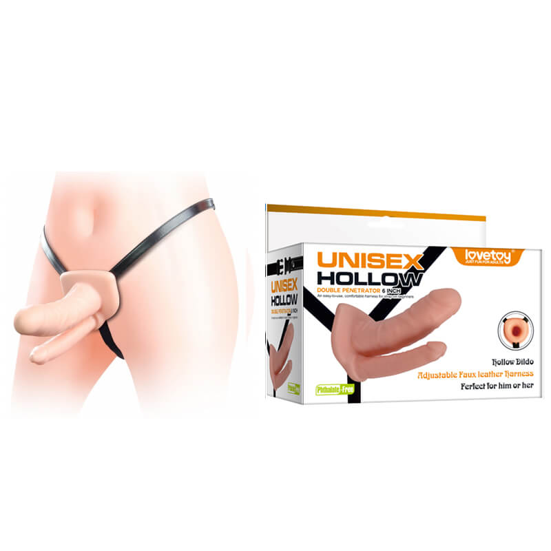 Unisex Hollow Double Penetrator - Capa Peniana Dupla com  Pênis  com Cinta Ajustável