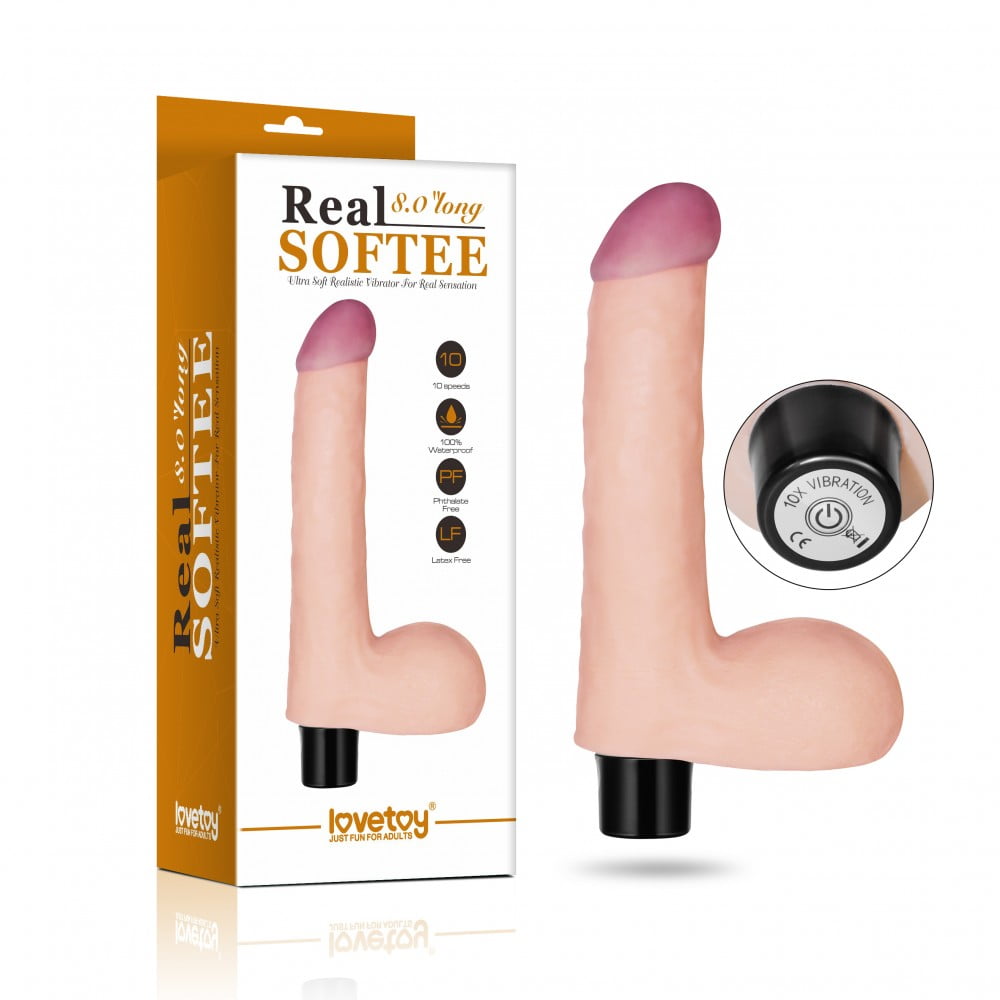 Pênis Realístico com Escroto e 10 Vibrações Impulse - LOVETOY REAL SOFTEE 