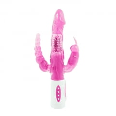 Vibrador Rotativo com Tripla Estimulação Vaginal Anal e Clitoriana - Pretty Bunny 