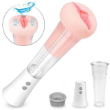 Bomba Peniana Recarregável Com Vagina e 10 Modos de Sucção e Vibração - Max Kit - S-Hande