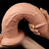 Lovetoy Realistic Curved Dildo - Prótese Realística Curvada com Glande Definida, Textura de Veias e Ventosa - 27 x 6cm