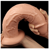 Lovetoy Realistic Curved Dildo - Prótese Realística Curvada com Glande Definida, Textura de Veias e Ventosa - 20 x 6,4 cm