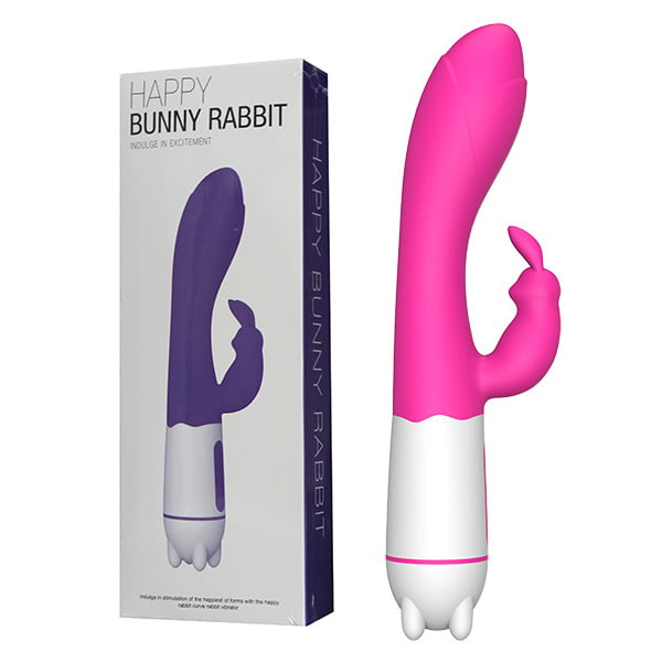 Vibrador Duplo Estimulo Recarregável com  36 Vibrações -  Happy Rabbit Pink -